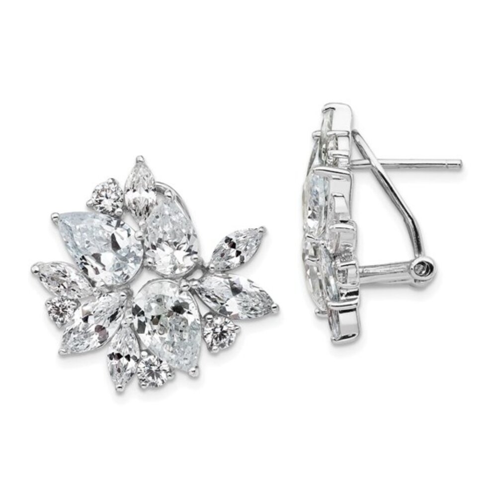 Sterling Silver Cubic Zirconia Cluster Earrings